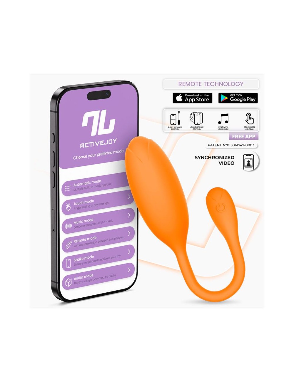Logan Huevo Vibrador con APP Silicona Unibody Naranja