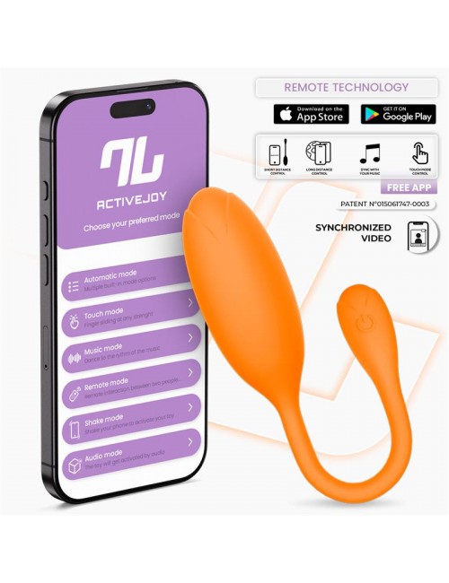 Logan Huevo Vibrador con APP Silicona Unibody Naranja