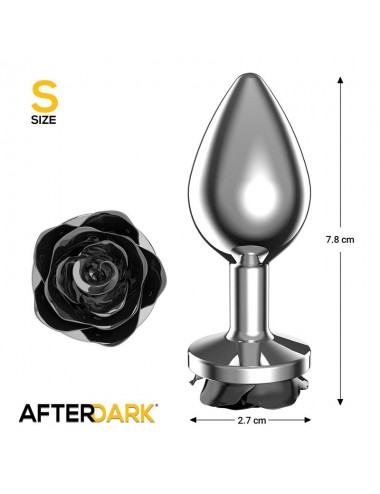 Plug Anal de Metal con Rosa Negra en la Base Talla S