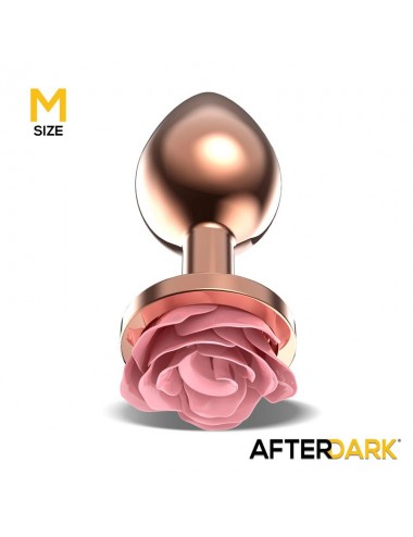 Plug Anal de Metal Oro Rosa con Rosa Rosa en la Base Talla M