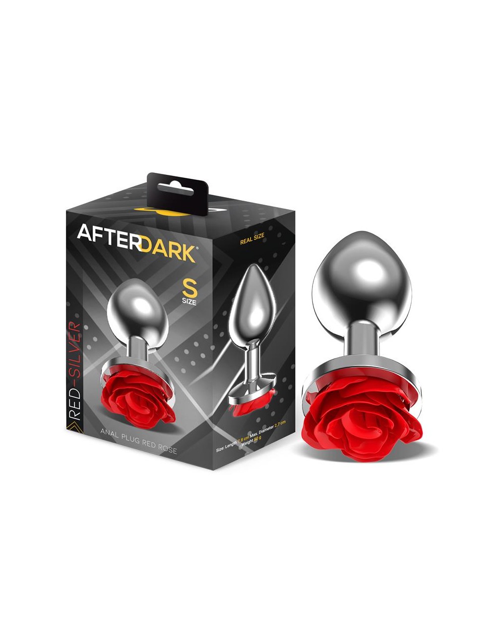 Plug Anal de Metal con Rosa Roja en la Base Talla S
