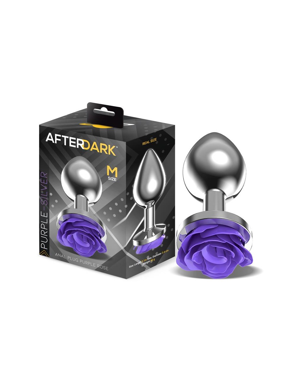 Plug Anal de Metal con Rosa Purpura en la Base Talla M
