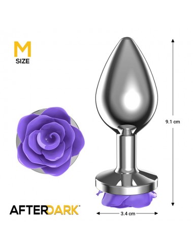 Plug Anal de Metal con Rosa Purpura en la Base Talla M