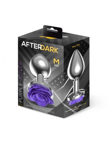 Plug Anal de Metal con Rosa Purpura en la Base Talla M