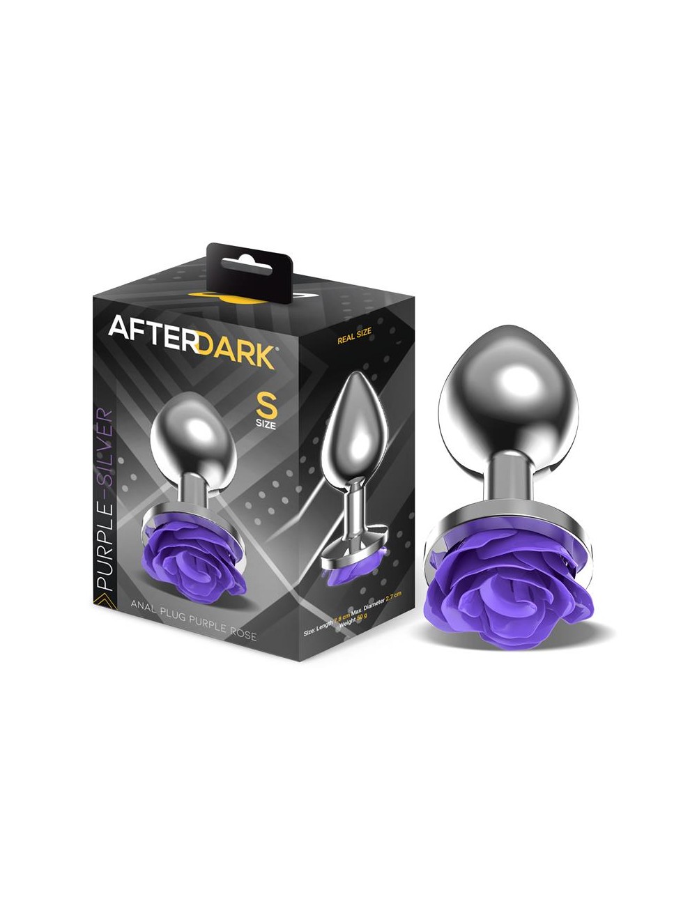 Plug Anal de Metal con Rosa Purpura en la Base Talla S