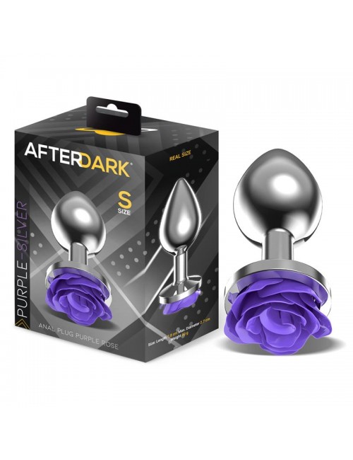 Plug Anal de Metal con Rosa Purpura en la Base Talla S
