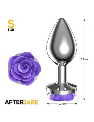 Plug Anal de Metal con Rosa Purpura en la Base Talla S