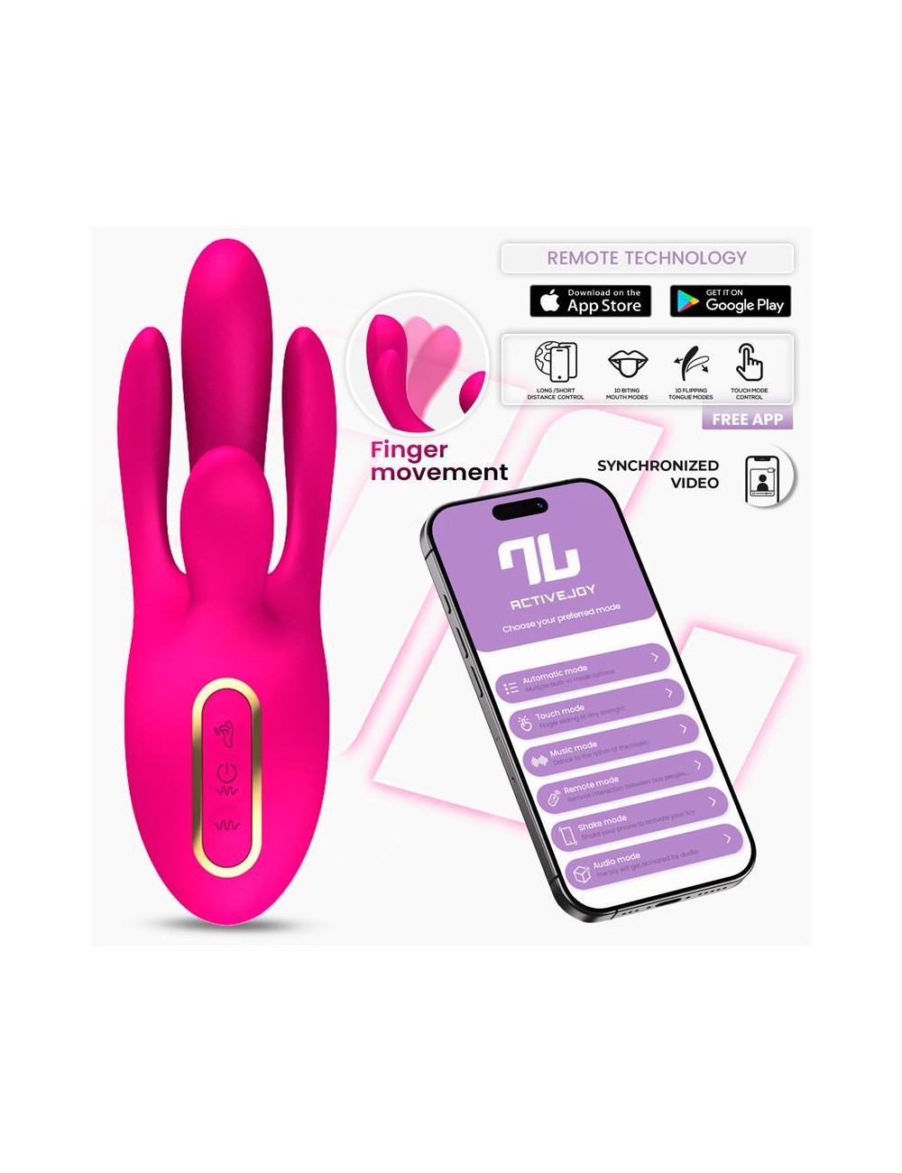 Derek Vibrador con Movimiento Finger 3 Motores y APP