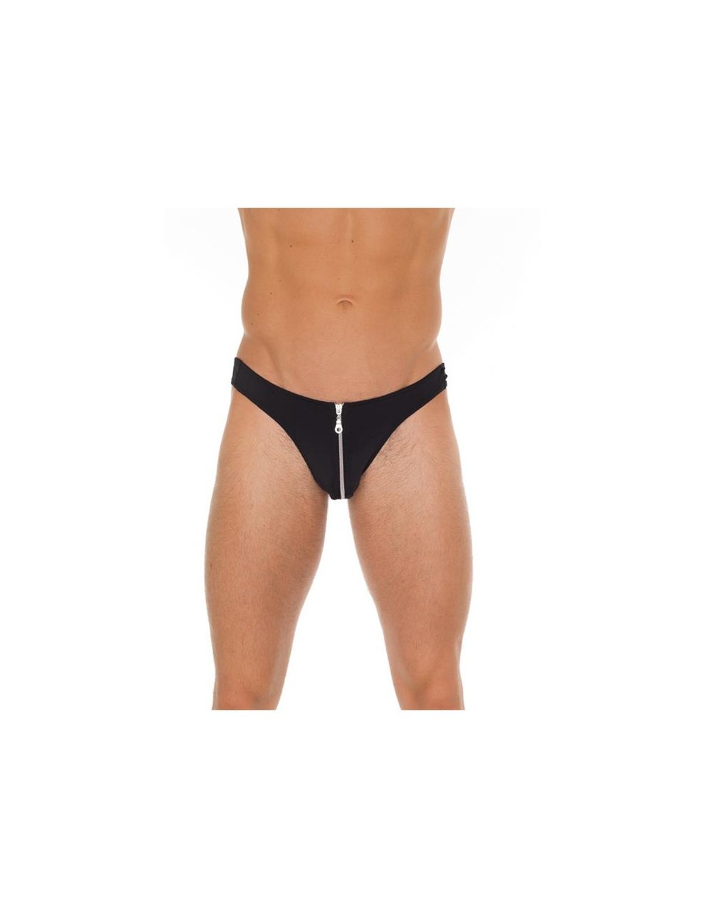 Tanga con Cremallera Negro Talla Unica