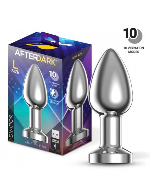 Dimpor Plug Anal Cromado con Vibracion USB Magnetico Talla L