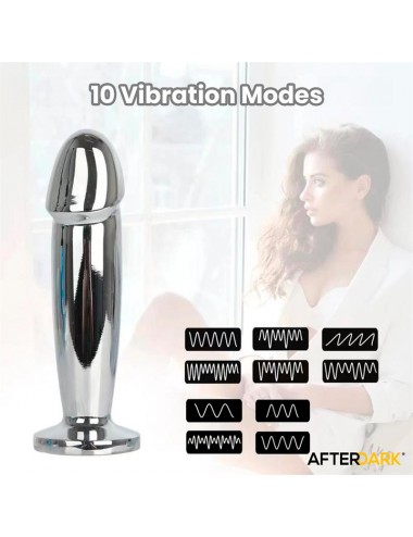 Sarmy Plug Anal Cromado con Vibracion USB Magnetico Talla S