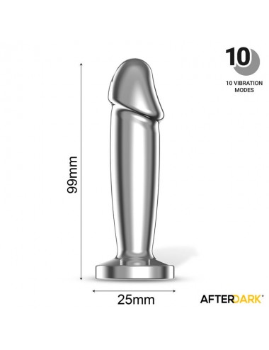 Sarmy Plug Anal Cromado con Vibracion USB Magnetico Talla S