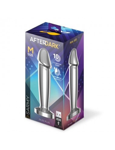 Sarmy Plug Anal Cromado con Vibracion USB Magnetico Talla M