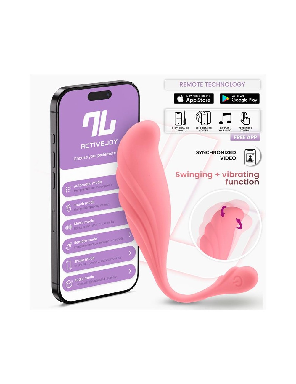 Huevo Vibrador con Movimiento Waving con APP USB