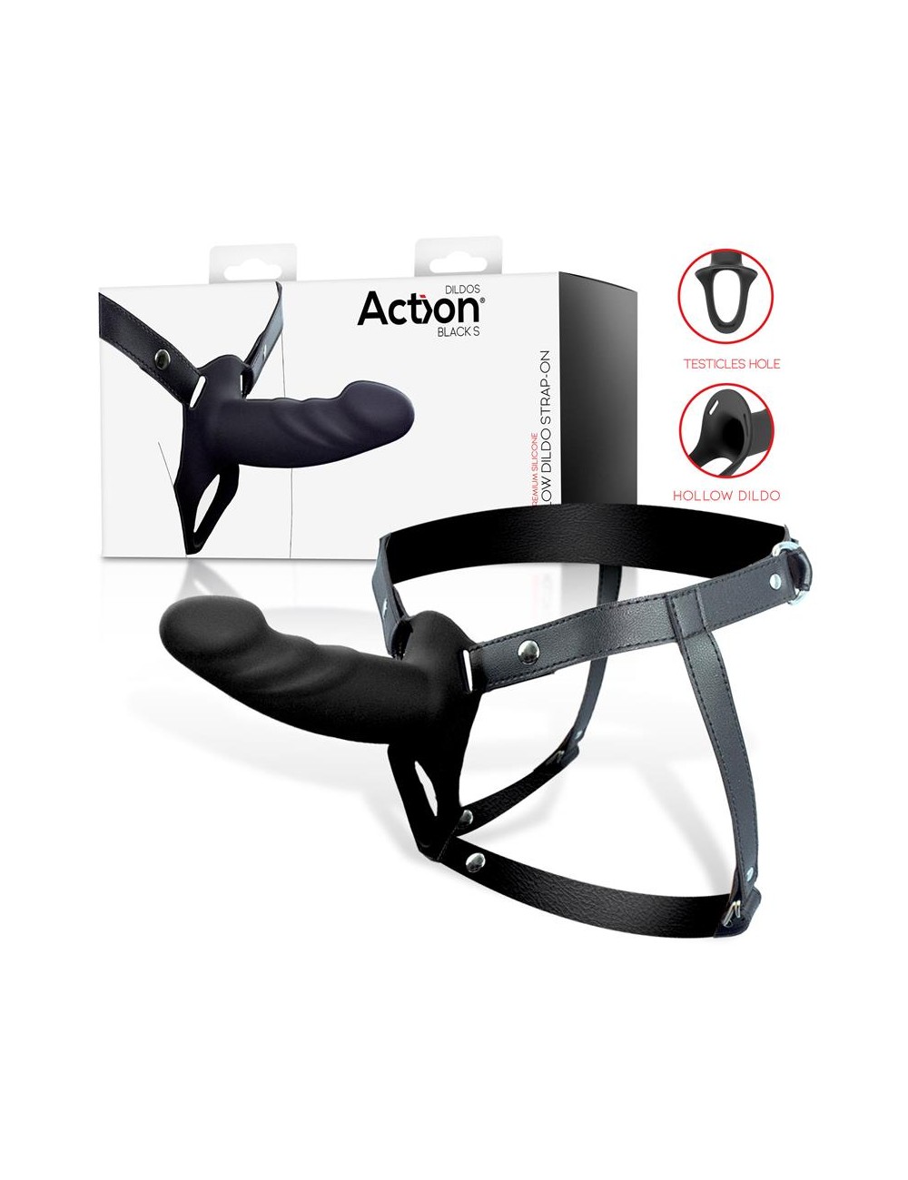Arnes Strap On con Dildo Hueco Silicona Premium Talla S Negro
