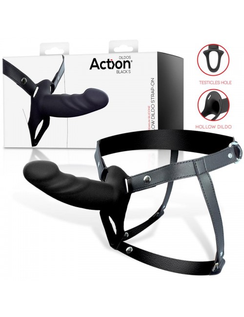 Arnes Strap On con Dildo Hueco Silicona Premium Talla S Negro