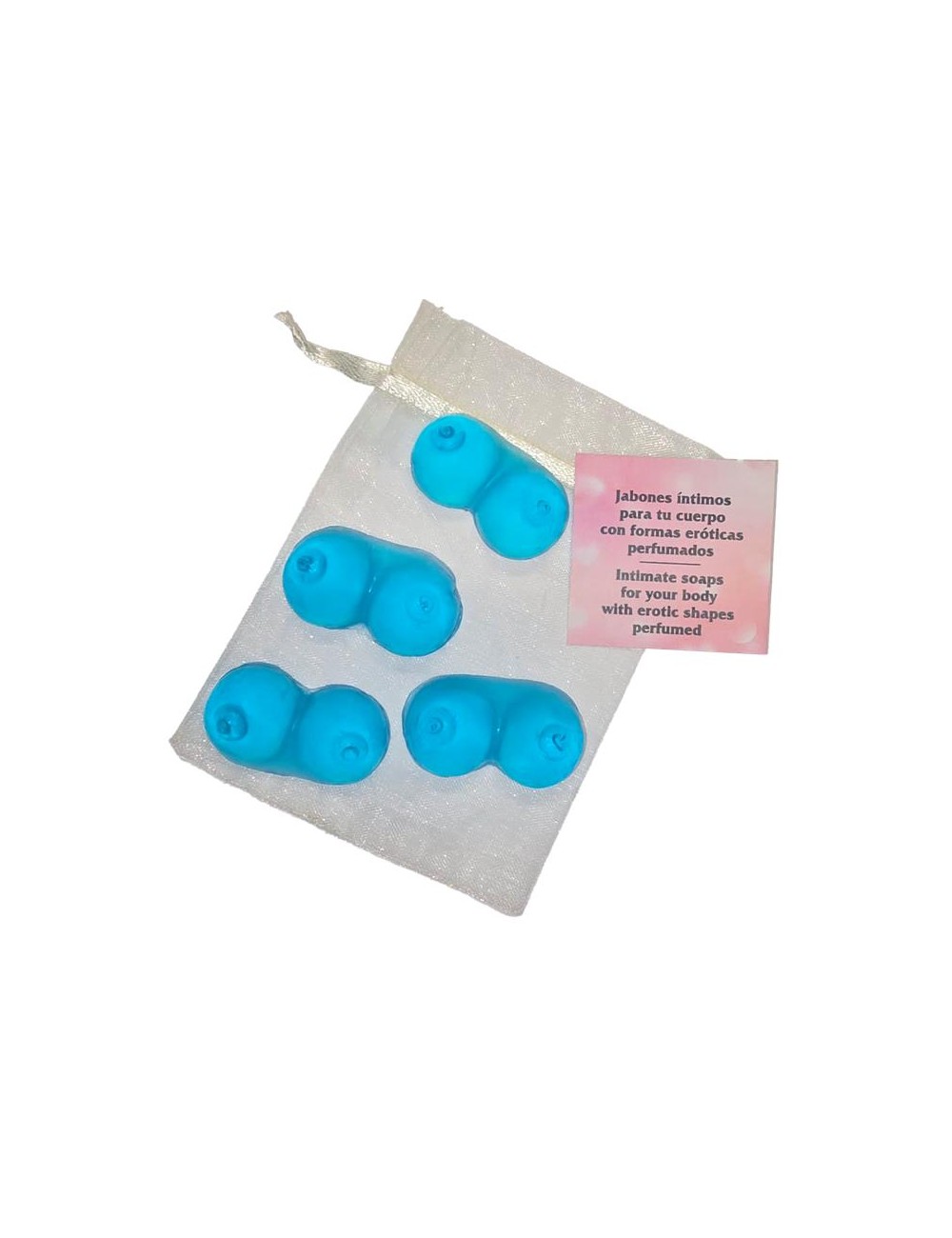 Set de 4 Mini Jabones en forma de Tetas Azules Aromatizados