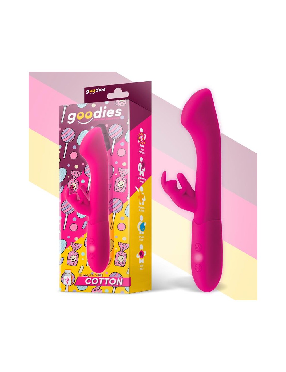 Cotton Vibrador Punto G y Conejito USB Silicona Fuchsia