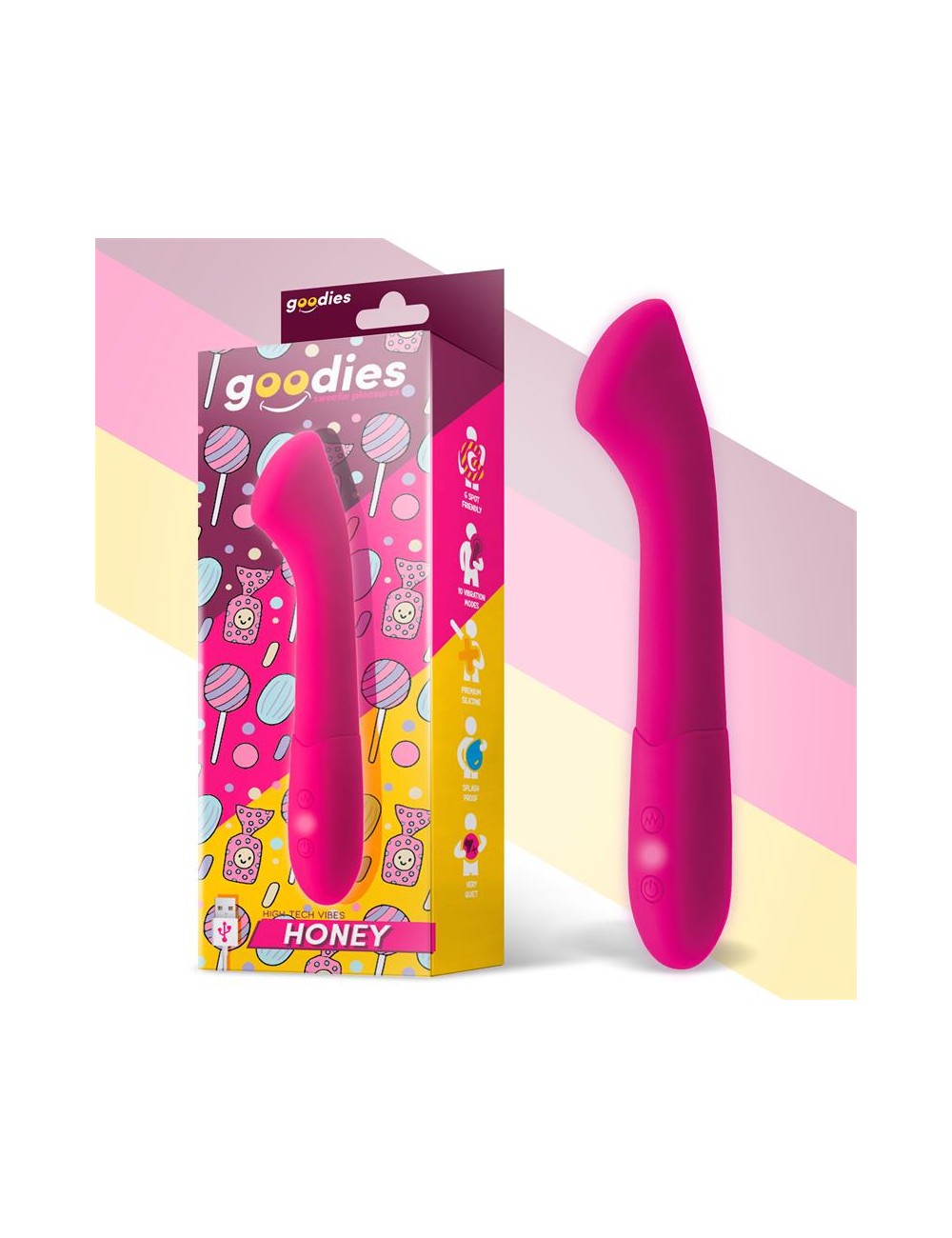 Honey Vibrador Punto G Silicona USB Fuchsia