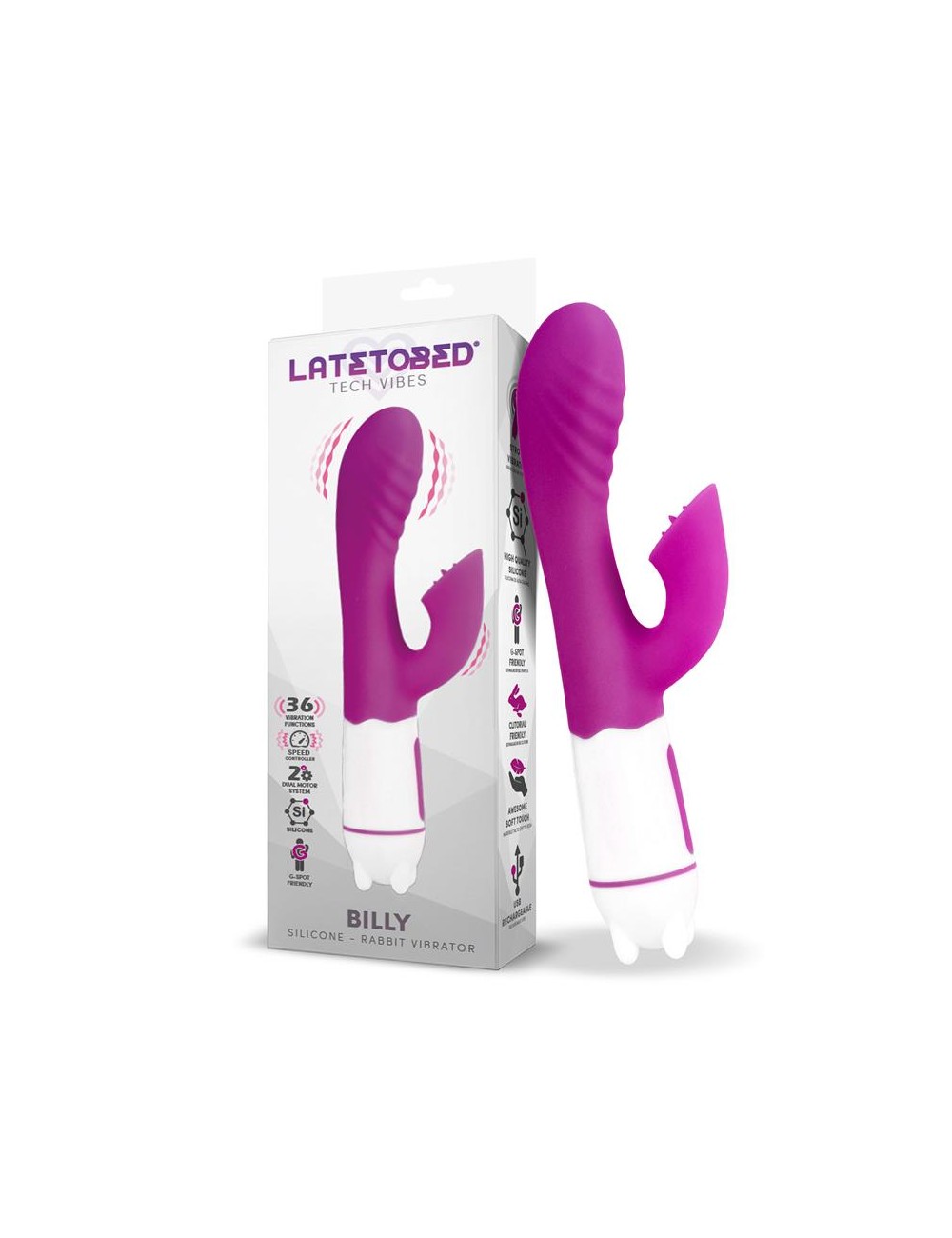 Billy Vibrador USB 36 Funciones Silicona Purpura