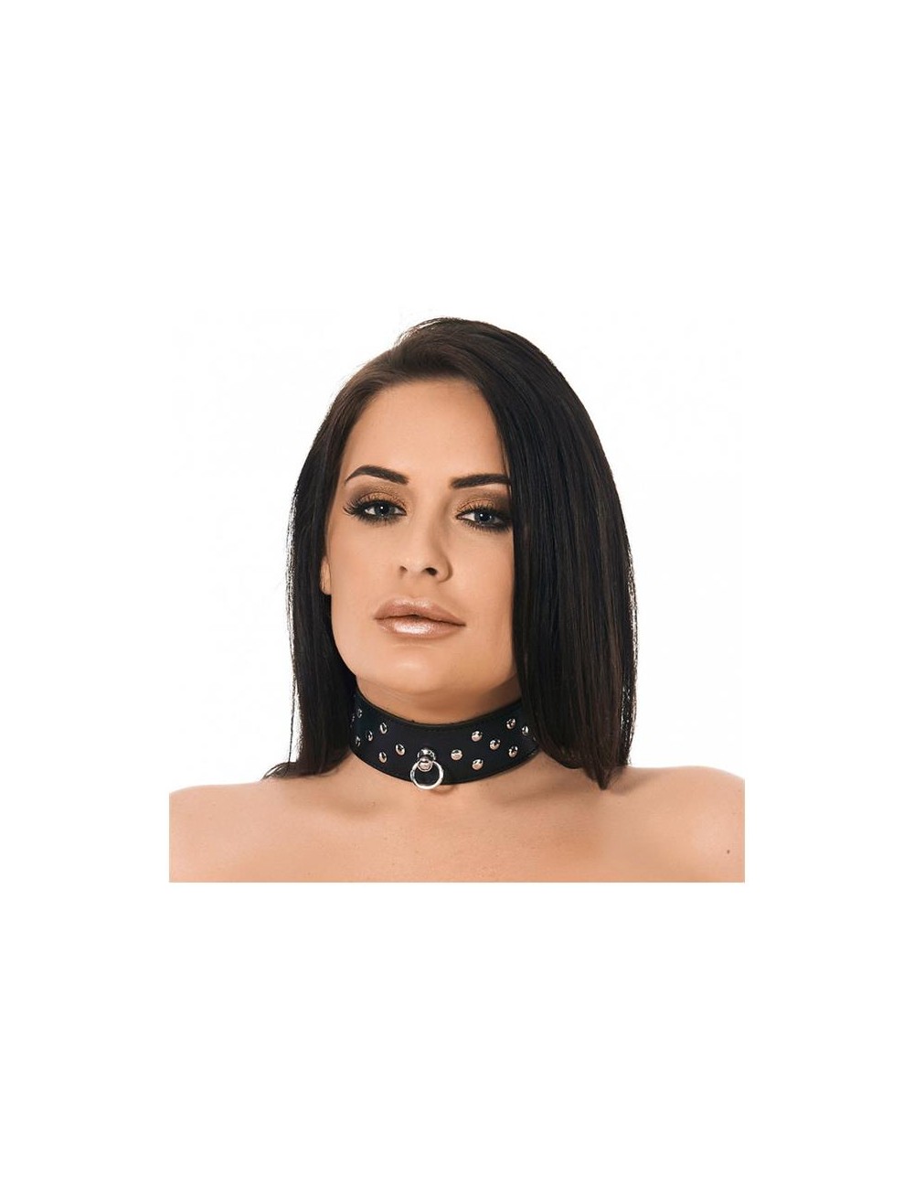 Collar Cuero con Anilla y Tachuelas