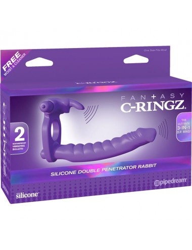 Fantasy C Ringz Anillo de Silicona de Doble Penetracion Rabbit Purpura