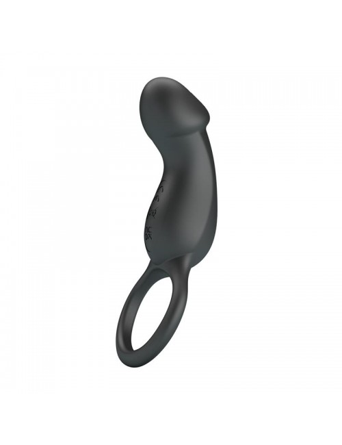 Trae Anillo Vibrador Silicona USB Negro