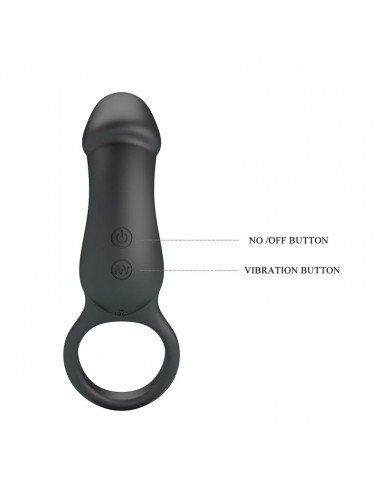 Trae Anillo Vibrador Silicona USB Negro