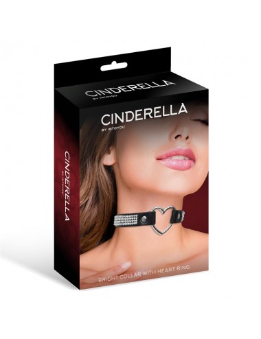 Collar con Corazon y Pedreria Estilo Choker Cuero Vegano Talla unica