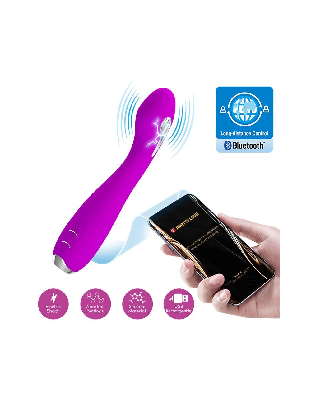 Hector Vibrador con Electroshock y App Rosa