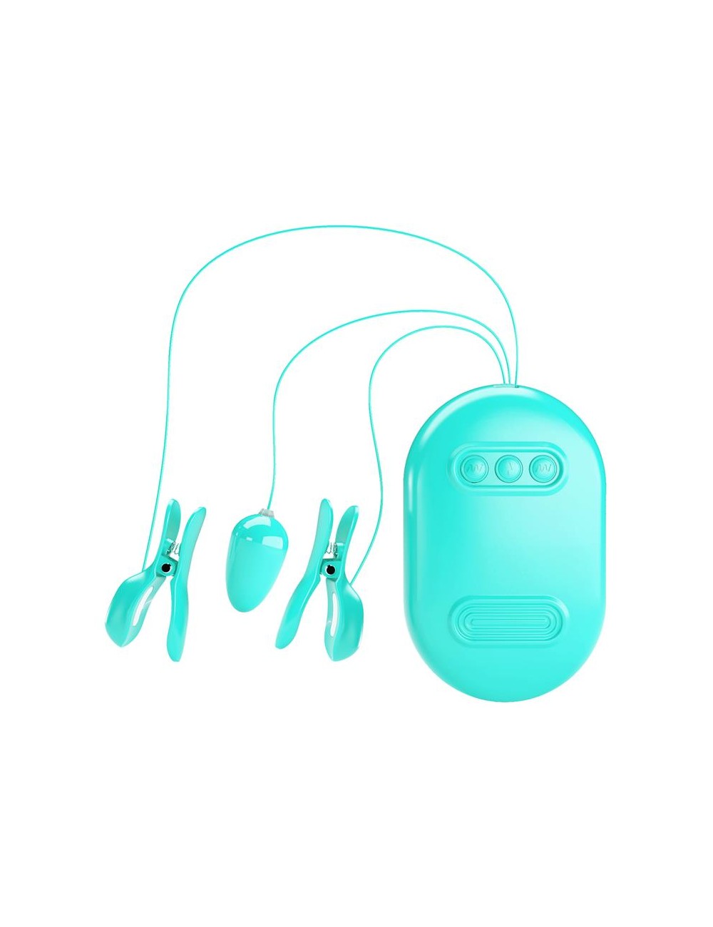 Surprise Box Huevo Vibrador y Pinzas para Pezones con Electro Estimulacion Azul