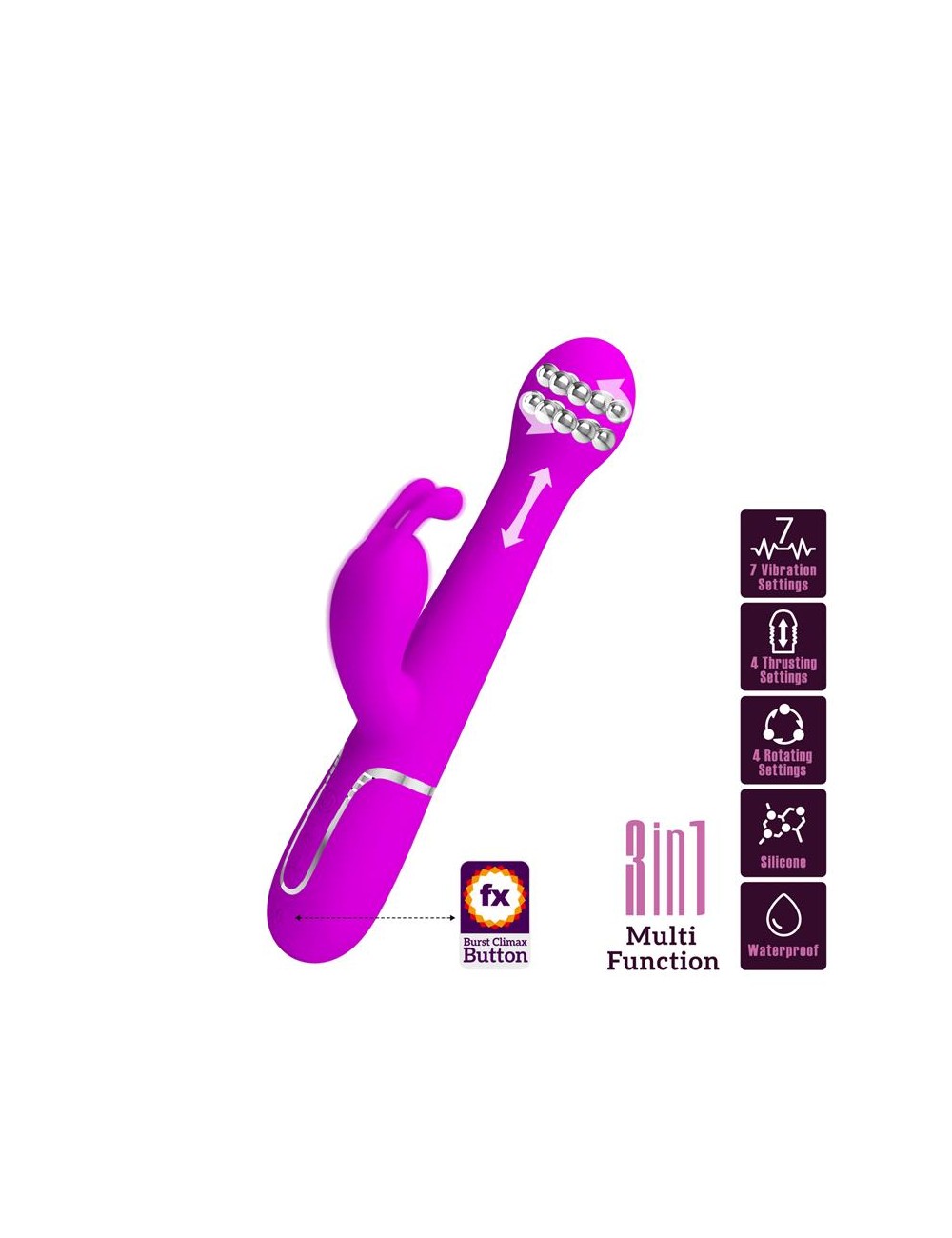 Vibrador con Thrusting y Bolas Rotatorias Dejon Rosa