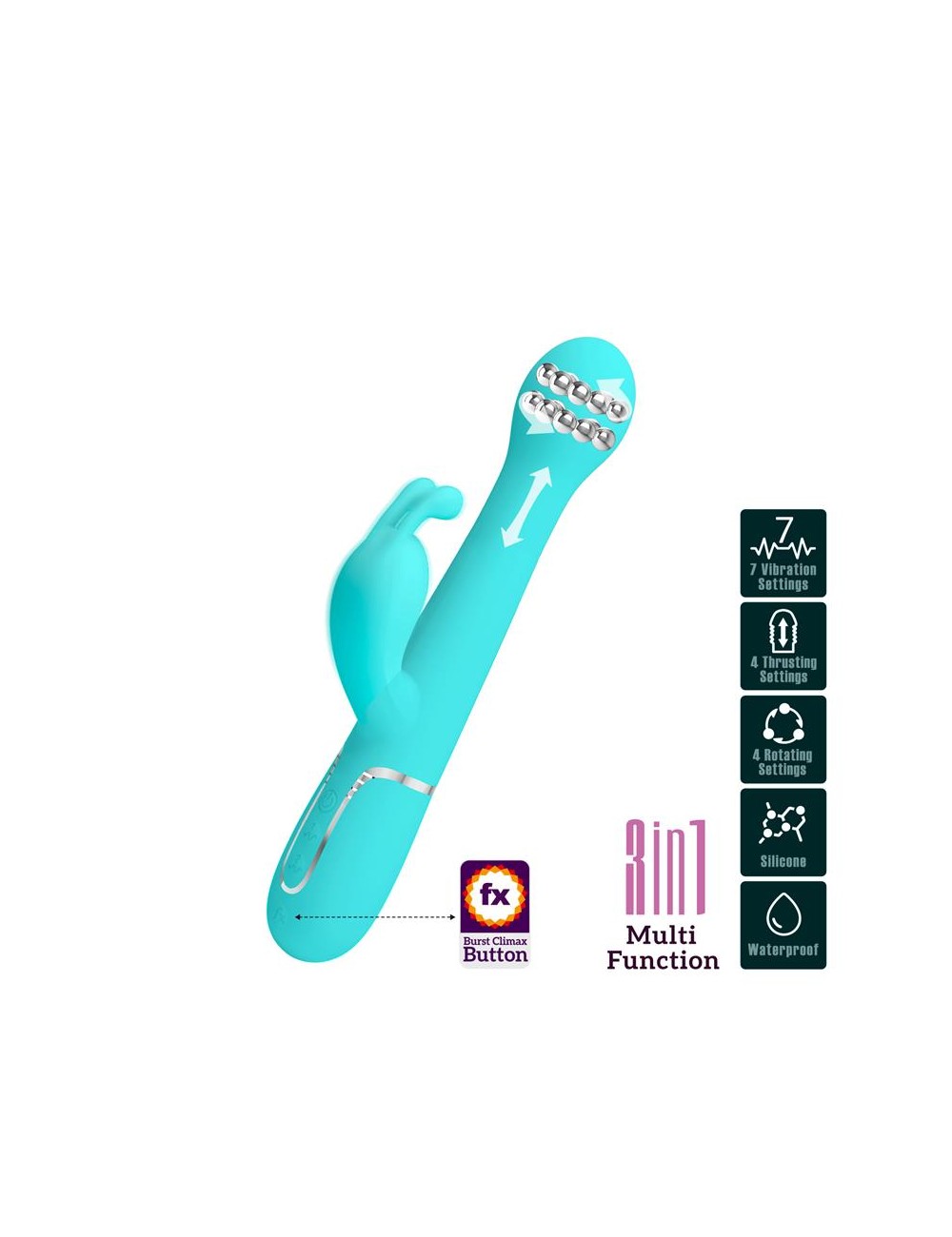 Vibrador con Thrusting y Bolas Rotatorias Dejon Azul
