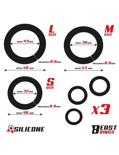 Set de 3 Anillos para el Pene Silicona S M y L