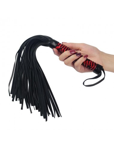 Flogger Cuero Negro y Rojo