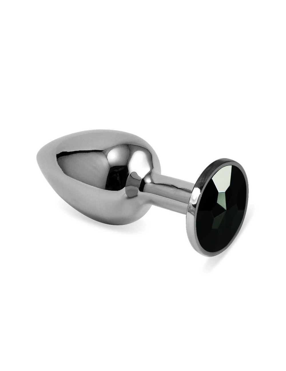 Plug Anal Plateado Rosebud Classic con Joya Negro Talla S