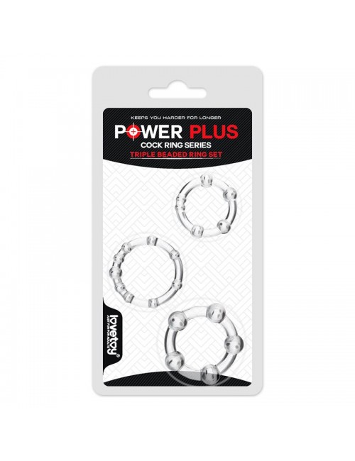Pack de 3 Anillos para el Pene Power Plus Triple Transparentes
