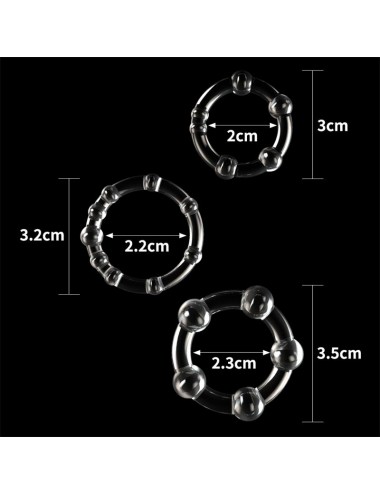 Pack de 3 Anillos para el Pene Power Plus Triple Transparentes