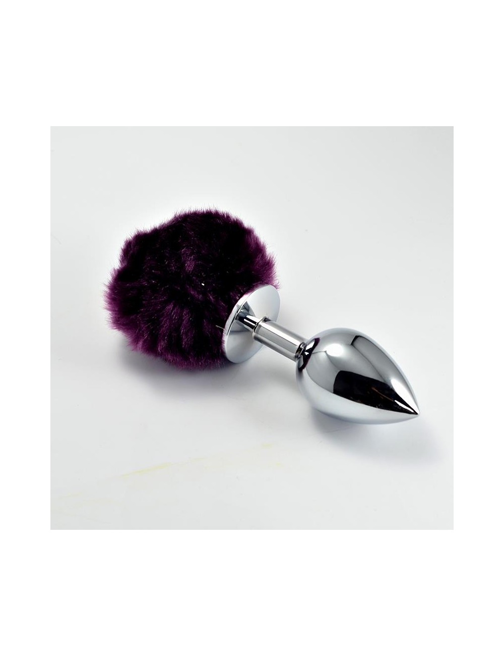 Plug Anal de Metal con Pompon Purpura Talla L