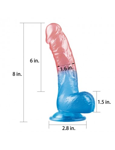 Dildo Dazzle Studs 8 Rosa y Azul
