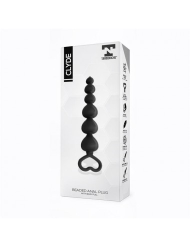 Clyde Plug Anal con Bolas con Aro de Facil Extraccion Silicona Negro