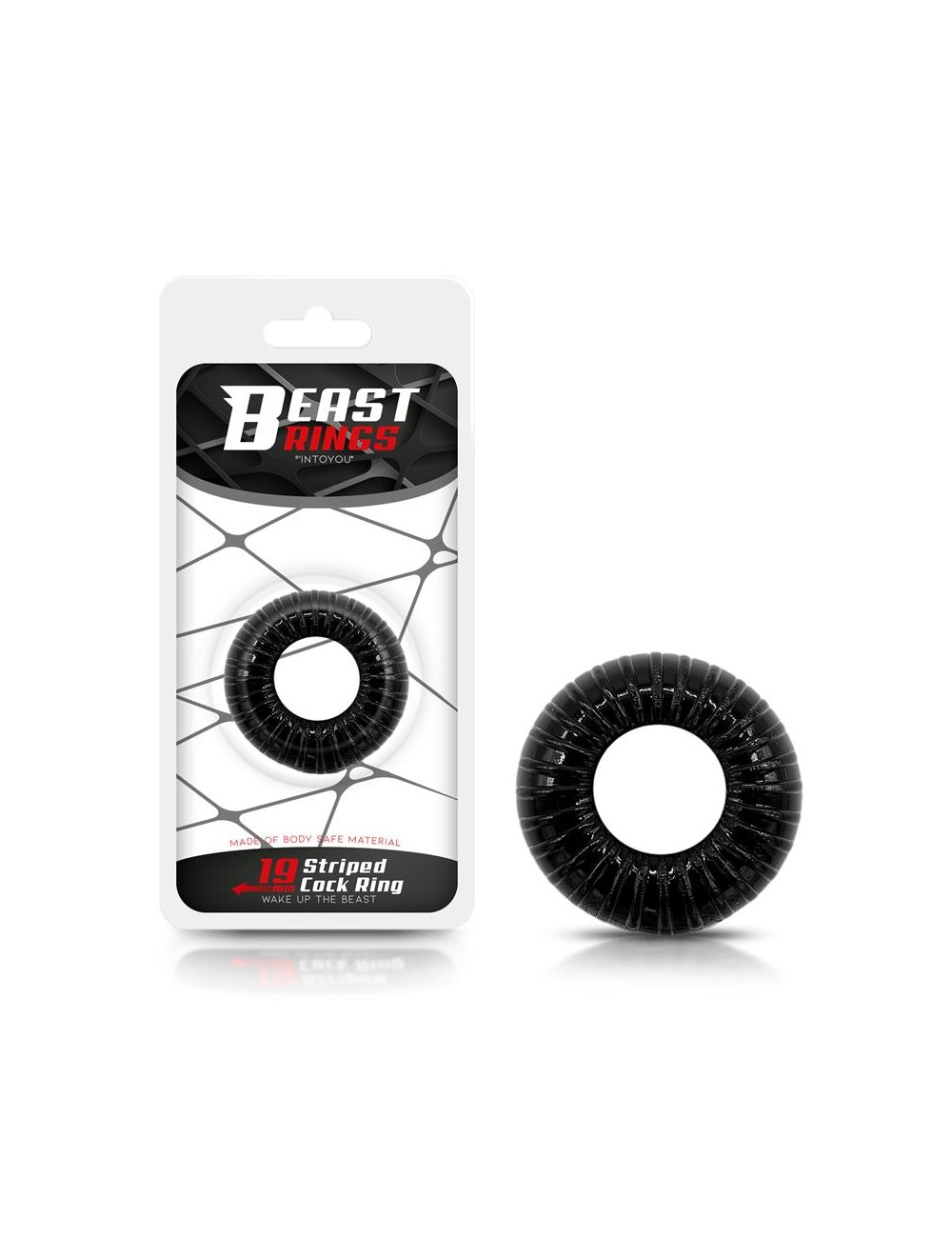 Anillo para el Pene Striped Super Flexible y Resistente 19 cm Negro