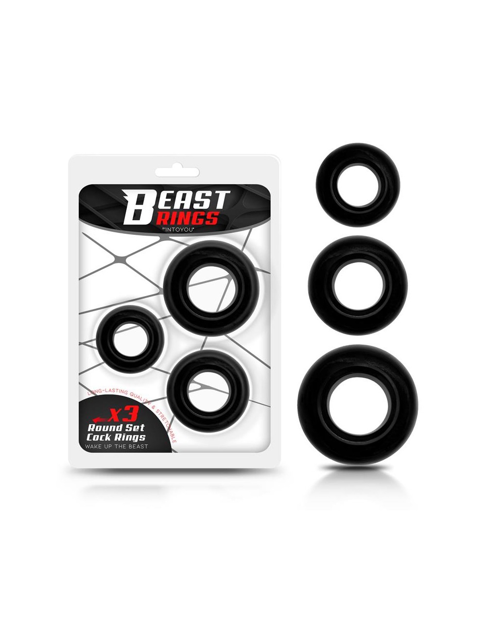 Set 3 Anillos para el Pene Flexibles Negros