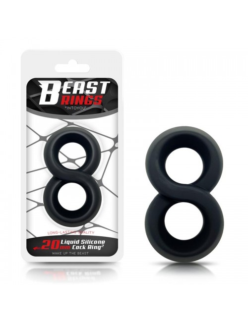 Anillo Doble para el Pene 100 Silicona Liquida 2 cm Negro