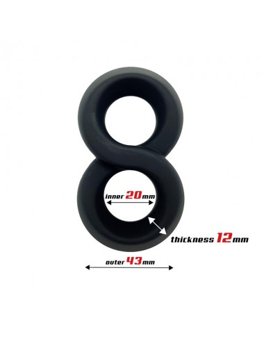 Anillo Doble para el Pene 100 Silicona Liquida 2 cm Negro