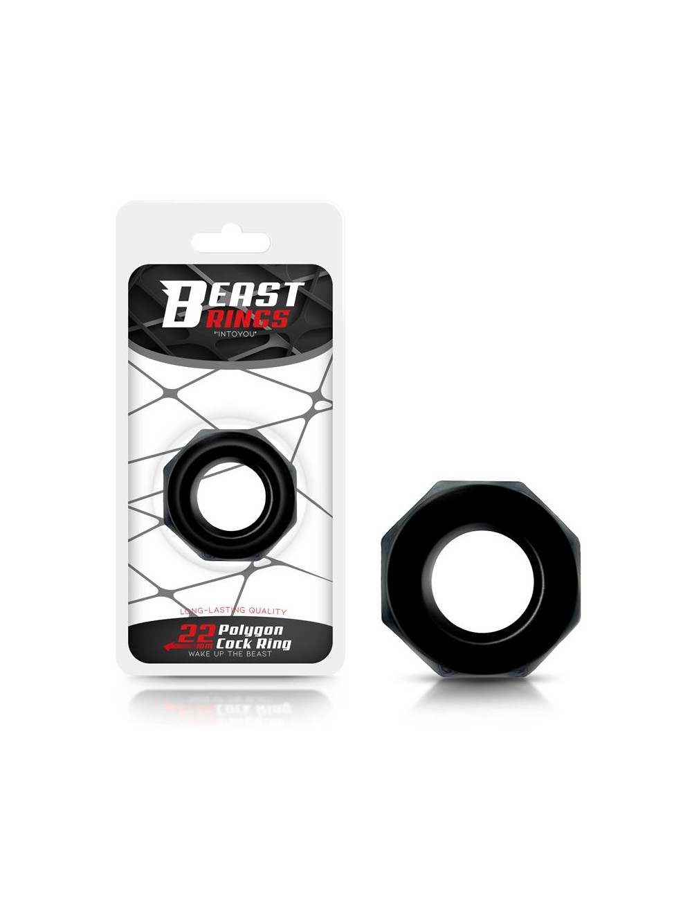Anillo para el Pene Poligonal Super Flexible 22 cm Negro